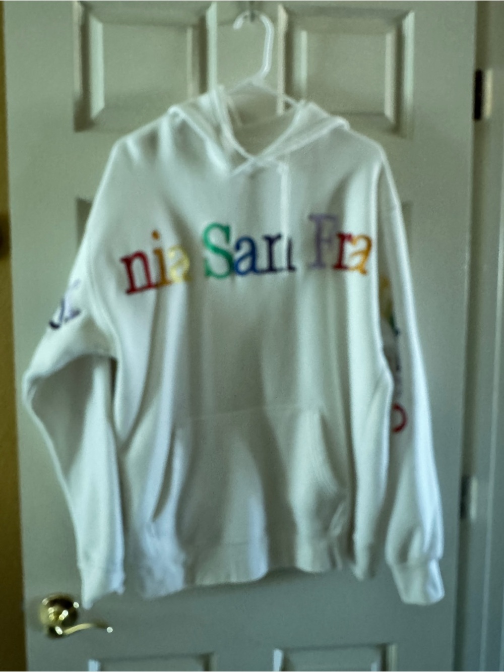 White Rainbow Lettering Hoodie - San Francisco Graphic Sweatshirt